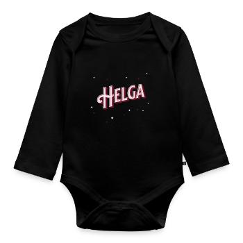 Helga Namen personalisiert - Baby Bio-Langarm-Body - Schwarz - Vorne