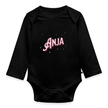 Anja Namen personalisiert - Baby Bio-Langarm-Body - Schwarz - Vorne