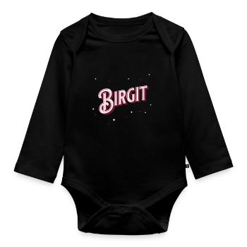 Birgit Namen personalisiert - Baby Bio-Langarm-Body - Schwarz - Vorne