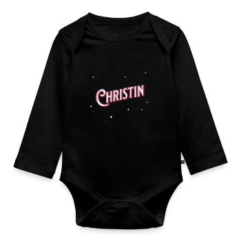 Christin Namen personalisiert - Baby Bio-Langarm-Body - Schwarz - Vorne
