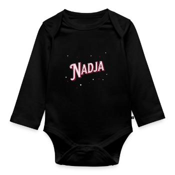 Nadja name personalized - Organic Longsleeve Baby Bodysuit - black - Front