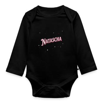 Natascha Namen personalisiert - Baby Bio-Langarm-Body - Schwarz - Vorne