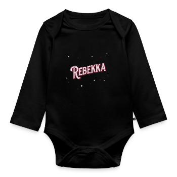 Rebekka Namen personalisiert - Baby Bio-Langarm-Body - Schwarz - Vorne