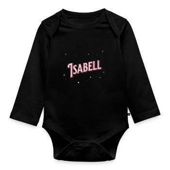 Isabell Namen personalisiert - Baby Bio-Langarm-Body - Schwarz - Vorne