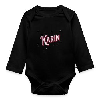 Karin's name personalized - Organic Longsleeve Baby Bodysuit - black - Front