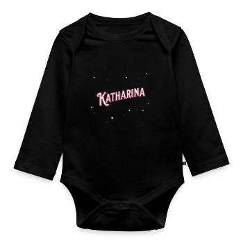 Katharina nom personnalisé - Body Bébé bio manches longues - noir - Devant