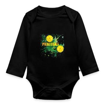 Pickleball Outdoor Game for Men and Women - Organic Longsleeve Baby Bodysuit - black - Front
