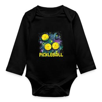 Pickleball Outdoor Game for Men and Women - Organic Longsleeve Baby Bodysuit - black - Front