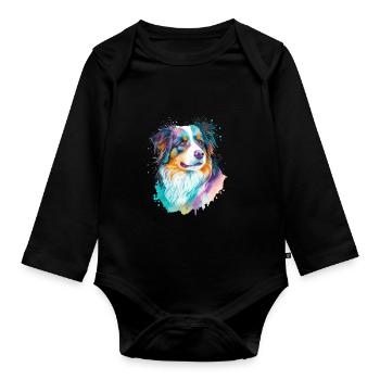 Maître maîtresse des chiens de berger australiens - Body Bébé bio manches longues - noir - Devant