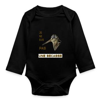 Chasse - Je ne suis pas une becasse - Body Bébé bio manches longues - noir - Devant