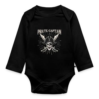 Capitaine pirate - Aventure - Body Bébé bio manches longues - noir - Devant