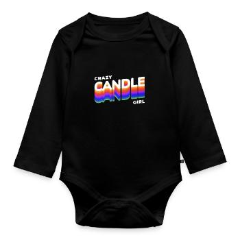 Crazy Candle Girl Lustige Kerzenherstellung - Baby Bio-Langarm-Body - Schwarz - Vorne