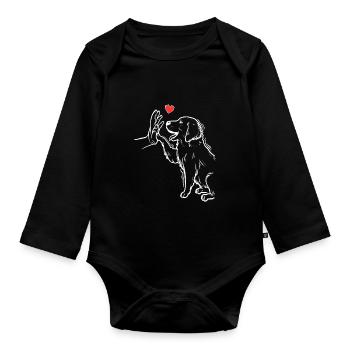 Cute Golden Retriever Love Golden Retriever - Organic Longsleeve Baby Bodysuit - black - Front