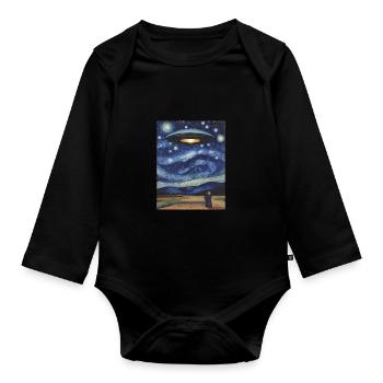Ufo-kunst Lustig Und Kreativ Uap Ufo - Baby Bio-Langarm-Body - Schwarz - Vorne