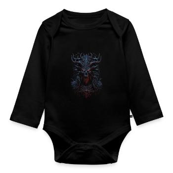 Esthétique gothique Occulte Grunge Emo Punk Satanique - Body Bébé bio manches longues - noir - Devant