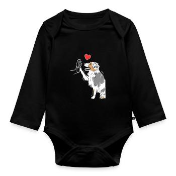 Australian Shepherd Cute Australian Shepherd - Organic Longsleeve Baby Bodysuit - black - Front
