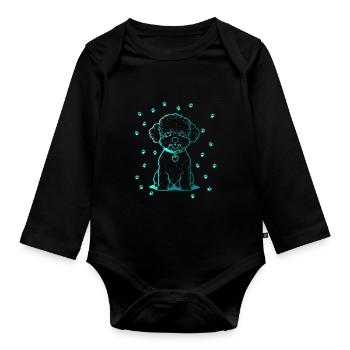 Bichon frisé avec petites pattes - Body Bébé bio manches longues - noir - Devant