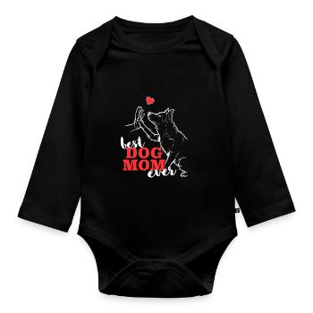 Beste Siberian Husky Mutter Siberian Husky - Baby Bio-Langarm-Body - Schwarz - Vorne