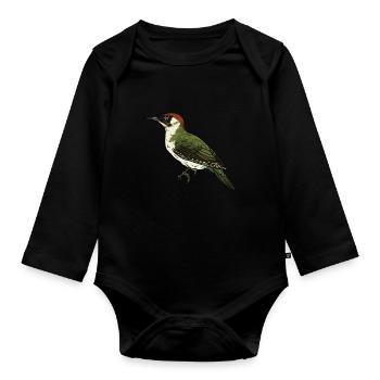 Green Woodpecker Bird of the Year European green - Organic Longsleeve Baby Bodysuit - black - Front