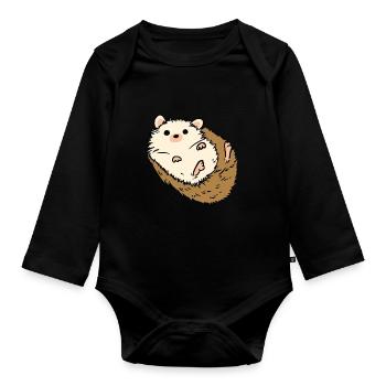 Hérisson mignon pour les amoureux des animaux Hérisson - Body Bébé bio manches longues - noir - Devant