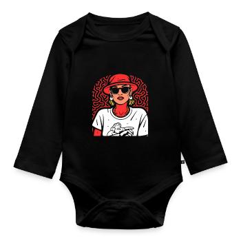 Frau - Baby Bio-Langarm-Body - Schwarz - Vorne
