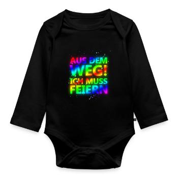 Out of the way, I gotta celebrate Sayings, Party, Fun - Organic Longsleeve Baby Bodysuit - black - Front