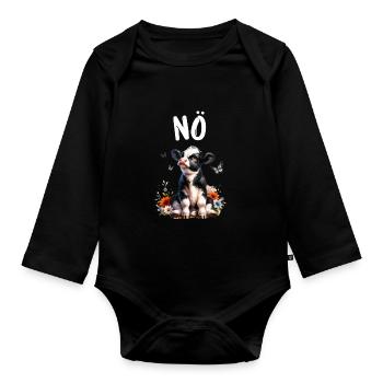 Vache disant non pour les garçons et les filles - Body Bébé bio manches longues - noir - Devant