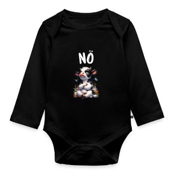 Vache disant non pour les garçons et les filles - Body Bébé bio manches longues - noir - Devant