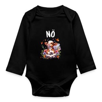 Vache disant non pour les garçons et les filles - Body Bébé bio manches longues - noir - Devant