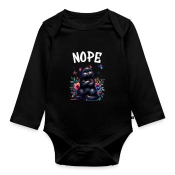 Cat Funny Saying Nope for Cat Lovers - Organic Longsleeve Baby Bodysuit - black - Front