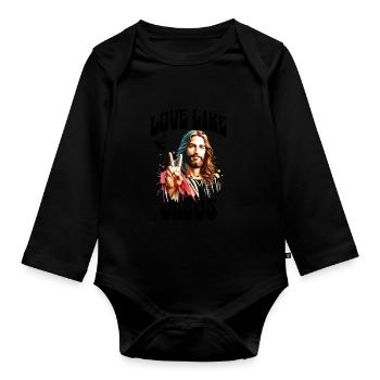 Aimez comme Jésus style hippie avec Dove - Body Bébé bio manches longues - noir - Devant