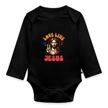 Love Like Jesus Retro 70s Style - Organic Longsleeve Baby Bodysuit - black - Front