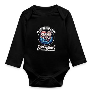 Chemise de nuit officielle Otter Family Hommes Femmes - Body Bébé bio manches longues - noir - Devant