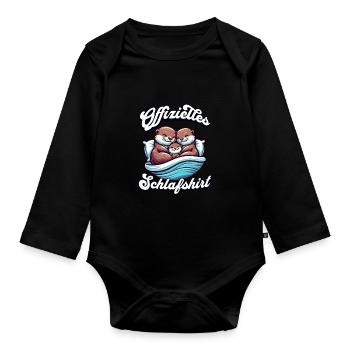Official Sleep Shirt Otter Family Men Women - Organic Longsleeve Baby Bodysuit - black - Front