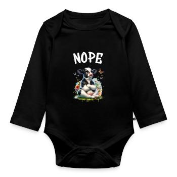 La vache dit non pour les garçons et les filles - Body Bébé bio manches longues - noir - Devant