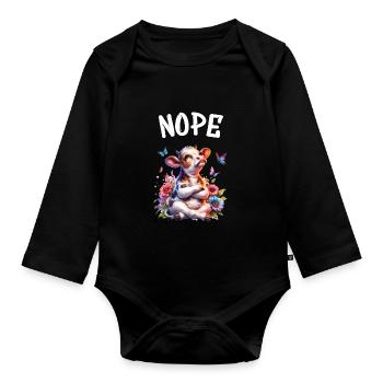 La vache dit non aux garçons et aux filles - Body Bébé bio manches longues - noir - Devant