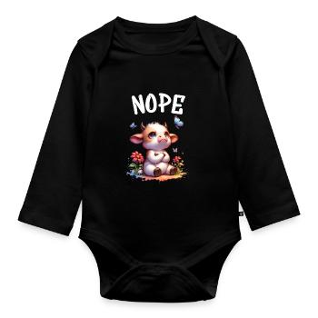 La vache dit non aux garçons et aux filles - Body Bébé bio manches longues - noir - Devant