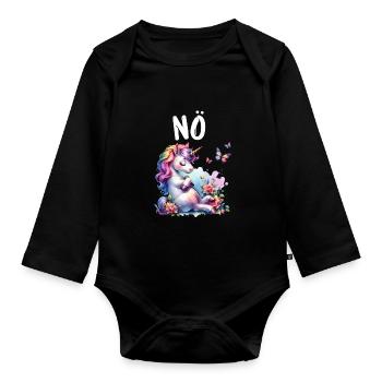 Licorne disant non Garçon et fille Créature mythique - Body Bébé bio manches longues - noir - Devant