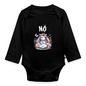 Licorne disant non Garçon et fille Créature mythique - Body Bébé bio manches longues - noir - Devant