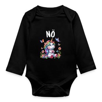 Licorne disant non Garçon et fille Créature mythique - Body Bébé bio manches longues - noir - Devant