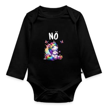 La licorne dit non aux créatures mythiques des garçons et des filles - Body Bébé bio manches longues - noir - Devant