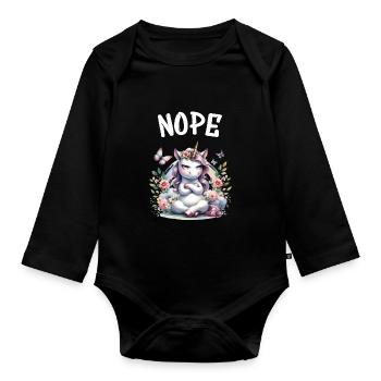 Licorne disant non Garçon et fille Créature mythique - Body Bébé bio manches longues - noir - Devant