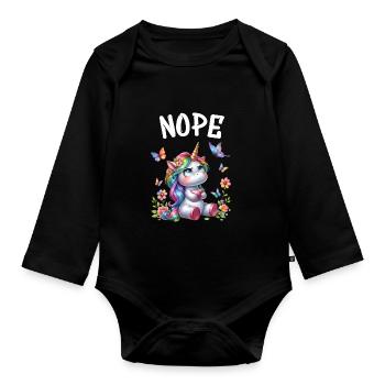 Licorne disant non Garçon et fille Créature mythique - Body Bébé bio manches longues - noir - Devant