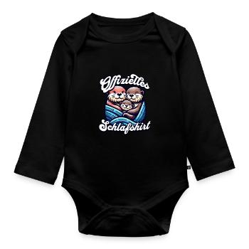Chemise de nuit officielle Otter Family Hommes Femmes - Body Bébé bio manches longues - noir - Devant