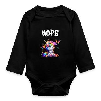 Licorne disant non Garçon et fille Créature mythique - Body Bébé bio manches longues - noir - Devant