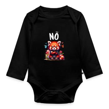 Roter Panda Lustiger Spruch Nö Feuerfuchs - Baby Bio-Langarm-Body - Schwarz - Vorne