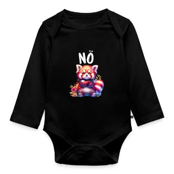 Roter Panda Lustiger Spruch Nö Feuerfuchs - Baby Bio-Langarm-Body - Schwarz - Vorne