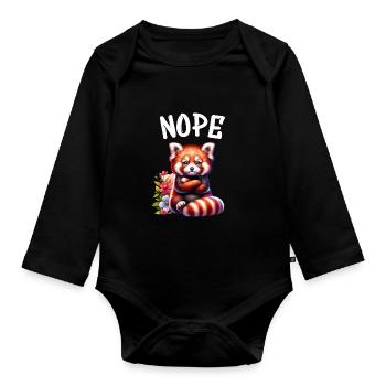 Roter Panda Lustiger Spruch Nope Feuerfuchs - Baby Bio-Langarm-Body - Schwarz - Vorne