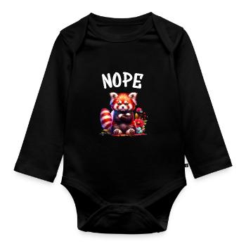 Roter Panda Lustiger Spruch Nope Feuerfuchs - Baby Bio-Langarm-Body - Schwarz - Vorne