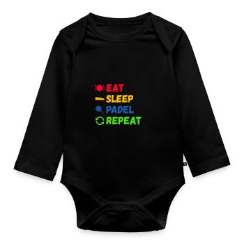 Eat Sleep Padel Repeat Paddle Tennis Paddleball - Baby Bio-Langarm-Body - Schwarz - Vorne